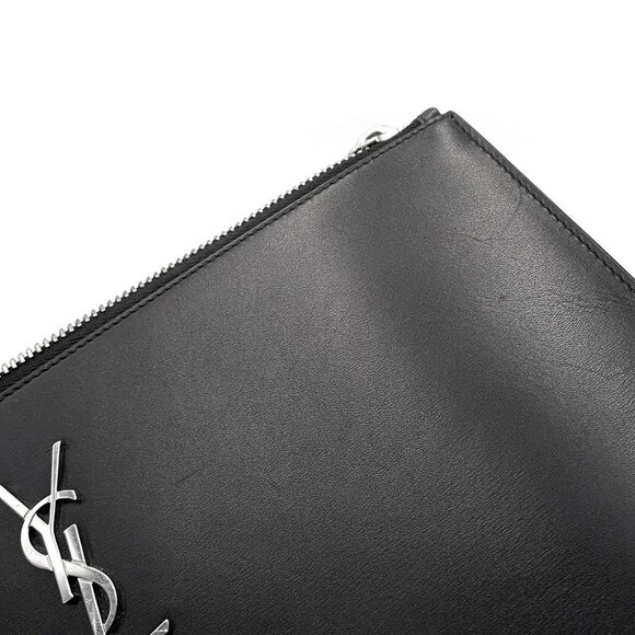 SAINT LAURENT PARIS Monogram Zip Tablet Holder Leather Black 4 - Picture 6 of 16